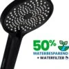EcoRain™ Charly Waterbesparende Douchekop Zwart - 50% Waterbesparend - Regendouche 13 Cm - 3 Sproeistanden - Hoge Druk - Handdouche