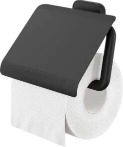 Tiger Carv - Toiletrolhouder Met Klep - Zwart -Badkamerproducten 1005x1200