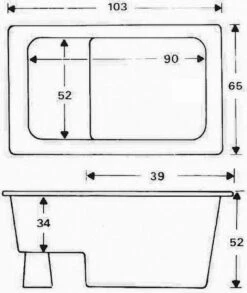 Zitbad Vrijstaand Marinella Rechthoek 65x105x52cm Polypropyleen Mat Wit -Badkamerproducten 1011x1200 1