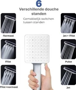 MaatWorkz - Waterbesparende Douchekop Vierkant + Douchetimer - Hoge Waterdruk - Luxe Design - 6 Standen -Badkamerproducten 1014x1200 1