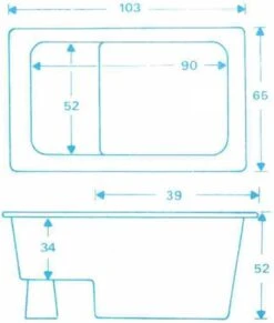 Saqu Zitbad - Mobiel Bad - 103x65cm - Wit - Incl Bijbehorende Poot En Zonder Afvoer -Badkamerproducten 1018x1200 5
