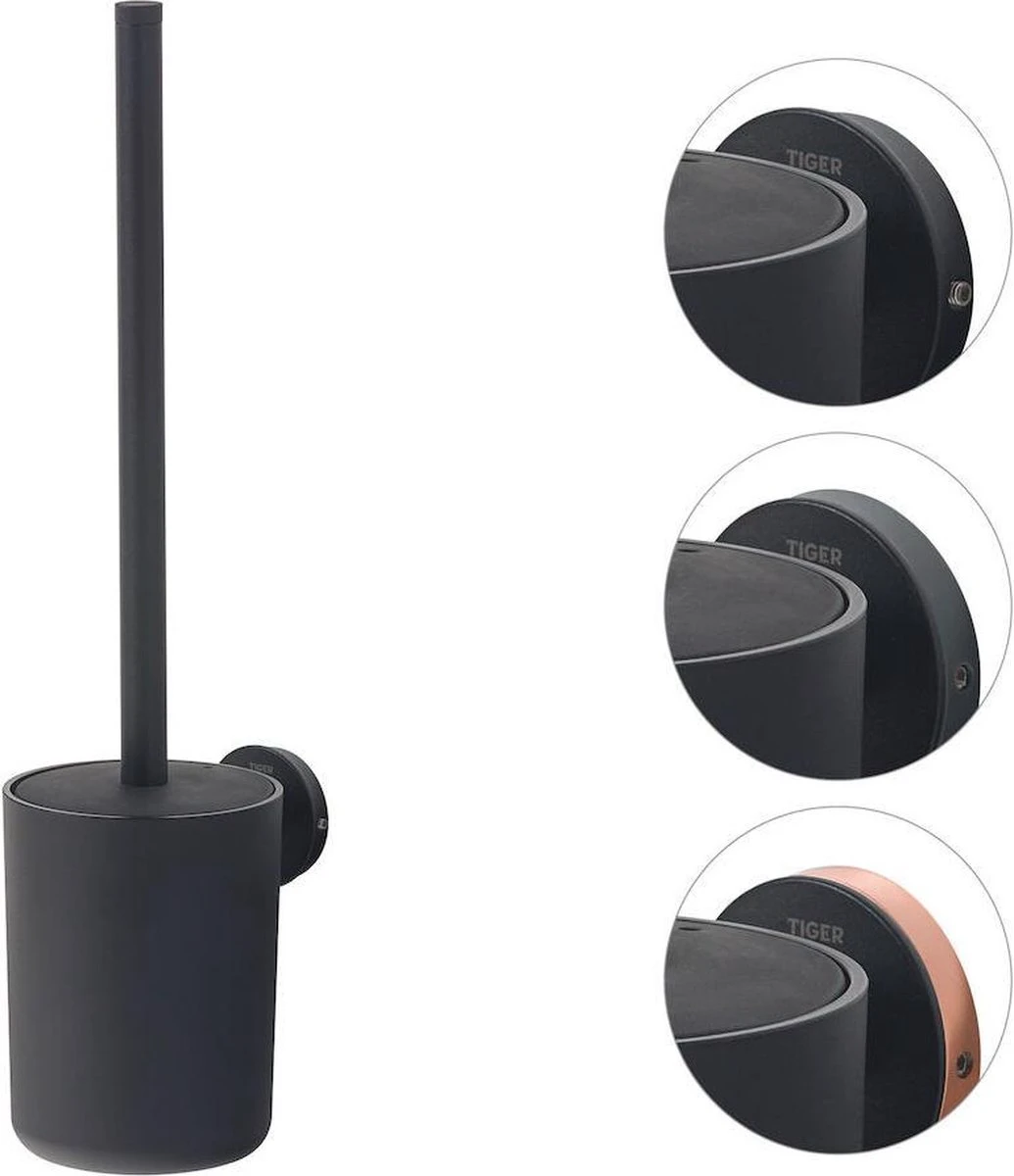 Tiger Urban Toiletaccessoireset - Toiletborstel Met Houder - Toiletrolhouder Met Klep - Handdoekhaak - Zwart 5 Tiger Urban Toiletaccessoireset - Toiletborstel Met Houder - Toiletrolhouder Met Klep - Handdoekhaak - Zwart - Afbeelding 5