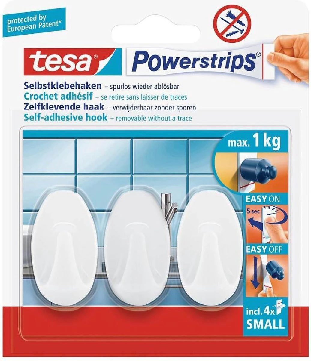 Tesa Powerstrips Small Ovaal - Wit 3 Stuks 2 Tesa Powerstrips Small Ovaal - Wit 3 Stuks - Afbeelding 2