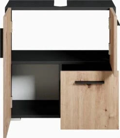 Badplaats Wastafel Onderkast Mars 60 Cm X 30 Cm X 60 Cm - Zwart Met Eiken - Badkamerkast – Staand Wastafelmeubel -Badkamerproducten 1039x1200 4