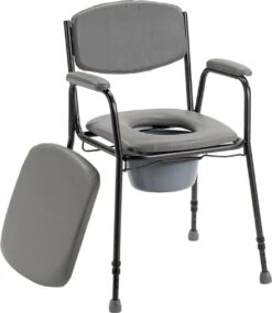 In Hoogte Verstelbare Toiletstoel / Postoel / WC Stoel Met Zachte Zitting. Tot 130 Kg Belastbaar.