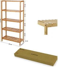 Badkamer Rek Met 5 Etages - Opbergrek Met Verstelbare Planken - 130 Cm Hoog En 60 Cm Breed - Bamboe 6 Badkamer Rek Met 5 Etages - Opbergrek Met Verstelbare Planken - 130 Cm Hoog En 60 Cm Breed - Bamboe -Badkamerproducten 1044x1200 3