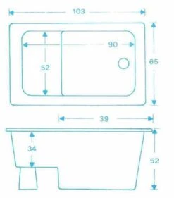 Zitbad Vrijstaand Marinella Rechthoek 65x105x52cm Polypropyleen Mat Wit -Badkamerproducten 1053x1200