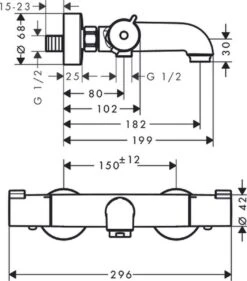 Hansgrohe Ecostat 1001CL Badthermostaat - Chroom -Badkamerproducten 1054x1200