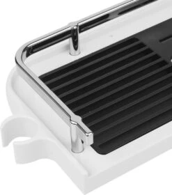 Merkloos Doucherek Zonder Boren –Douchemand- Badkamerrek-Doucheplank- Badkamer Organiser- Doucherek Hangend-Doucherek Zwart – Doucherek Hangend – Badkamer Organizer – Douche Organizer - Doucherekje - Doucherekje Zonder Boren-Zilver-Zwart-Wit -Badkamerproducten 1058x1200