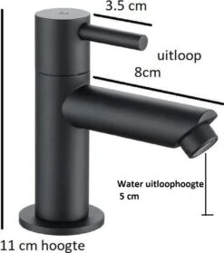 Aloni - KLEINE ! Koudwaterkraan 1/2 Mat Zwart -Badkamerproducten 1061x1200 2