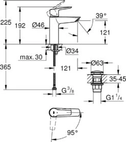 GROHE QuickFix Start Waterbesparende Wastafelkraan - Met EcoJoy® - Incl. Push-open Waste - Chroom - 23746002 -Badkamerproducten 1062x1200 1