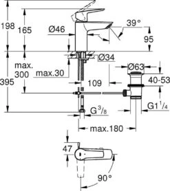 GROHE QuickFix Start Waterbesparende Wastafelkraan - Met EcoJoy® - Incl. Pop-up Waste - Chroom - 31137002 -Badkamerproducten 1067x1200 1
