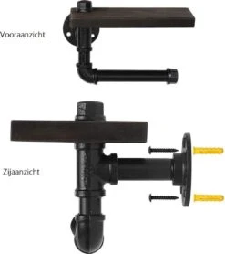 Merkloos Toiletrolhouder Met Telefoonplankje – Plankje - Toiletpapier - Zwart - WC Rolhouder – Badkamer Accesoires – Telefoonhouder -Badkamerproducten 1067x1200