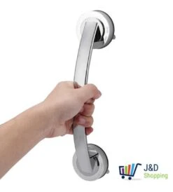 Handgreep Met Zuignap - Deurgreep -Badkamer Handgreep Met Zuignap - Douche - Helping Hand Handvat - Kunstof - Zilver - Groot -Badkamerproducten 1080x1200 2