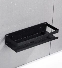 Merkloos Doucherek- Douchemand- Badkamerrek- Badkamer Organiser- Badkamer Organizer-Rekje Voor In De Douche- Badkamer Plank-Rekje Voor Shampoo- RVS- Zonder Boren- Zelfklevend- Rechthoek Vorm- Met Of Zonder Schroeven- Ophangbaar- Met Lijm- 40 Cm- Zwart -Badkamerproducten 1095x1200