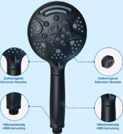 Salvano Douchekop - Waterbesparend - Hoge Kwaliteit - Handdouche - 9 Standen - Zwart 2023 Pro -Badkamerproducten 1096x1200 1