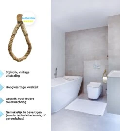 Jelta Toiletrolhouder Zonder Boren- Wc Rolhouder - Zuignap - Zelfklevend - Hout En Touw -Badkamerproducten 1098x1200