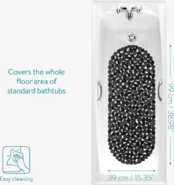 Navaris Badmat Anti-slip Voor Badkuip - Langwerpige Douchemat 99 X 39 Cm Met Steenmotief - Stijlvolle Badkuipmat Met Zuignappen - Zwart -Badkamerproducten 1126x1200 3
