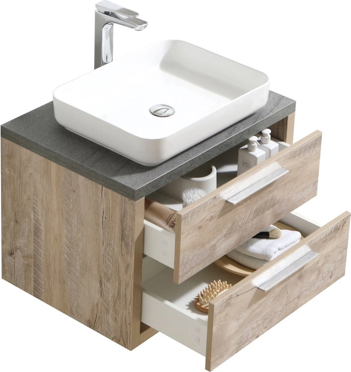 Badplaats Badkamermeubel Set Indiana 70 Cm - Hout Look - Badmeubel Met Spiegel 5 Badplaats Badkamermeubel Set Indiana 70 Cm - Hout Look - Badmeubel Met Spiegel - Afbeelding 5