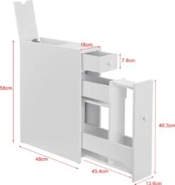 Niskast Badkamerkast Met 2 Lades 58x16x48 Cm Wit -Badkamerproducten 1136x1200 7