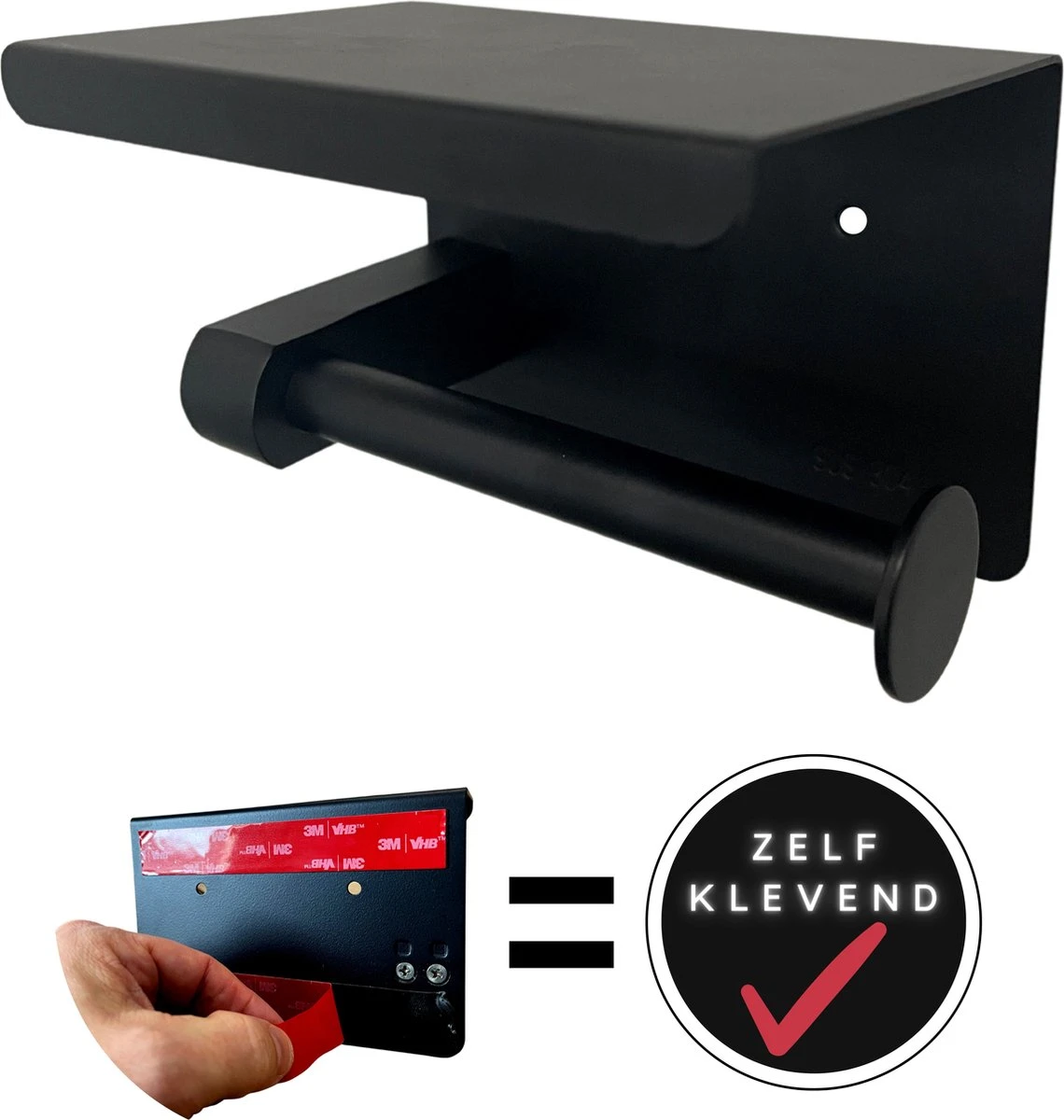 WC Rolhouder - Zelfklevend Toiletrolhouder Met Plankje - WC Papier Houder Zonder Boren - WC Rolhouder Met Plankje - Toiletrolhouder - Toiletrolhouder Zwart - Fienosa 1 WC Rolhouder - Zelfklevend Toiletrolhouder Met Plankje - WC Papier Houder Zonder Boren - WC Rolhouder Met Plankje - Toiletrolhouder - Toiletrolhouder Zwart - Fienosa