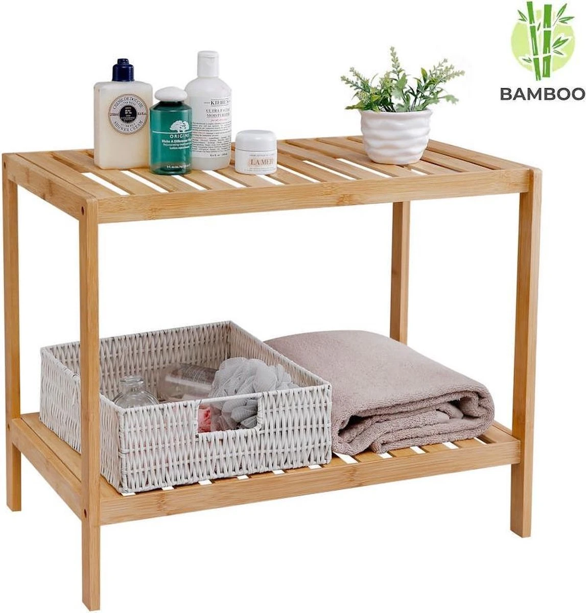 Merkloos Decopatent® Houten Bankje Van Bamboe - Badkamer - Opbergrek - Badkamerkast Rek - Open Badkamerbankje - Opbergen Handdoeken Rek 7 Merkloos Decopatent® Houten Bankje Van Bamboe - Badkamer - Opbergrek - Badkamerkast Rek - Open Badkamerbankje - Opbergen Handdoeken Rek - Afbeelding 7