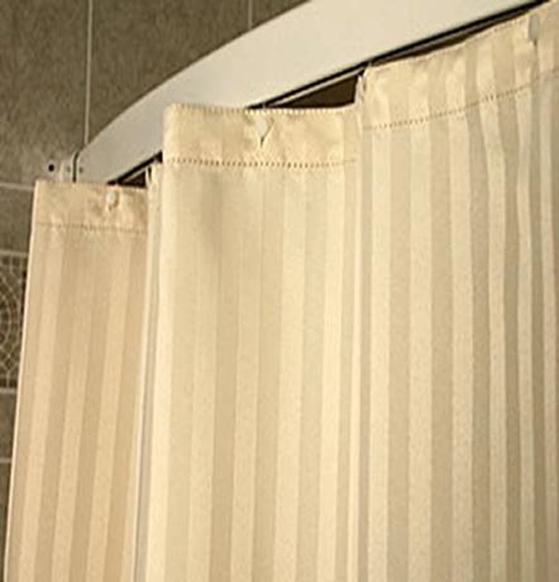 Douchegordijn Satijn Streep Ecru - Anti Schimmel – Waterdicht - Polyester - - Verzwaarde Zoom - Roestvrije Ogen - Douchegordijnen 180x200 Cm 1 Douchegordijn Satijn Streep Ecru - Anti Schimmel – Waterdicht - Polyester - - Verzwaarde Zoom - Roestvrije Ogen - Douchegordijnen 180x200 Cm