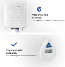MaatWorkz - Waterbesparende Douchekop Vierkant + Douchetimer - Hoge Waterdruk - Luxe Design - 6 Standen -Badkamerproducten 1155x1200 4