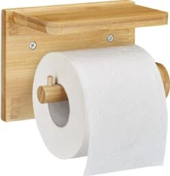 Relaxdays Toiletrolhouder Met Plankje - Wc-rolhouder Bamboe - Rolhouder Toilet - Hout -Badkamerproducten 1156x1200