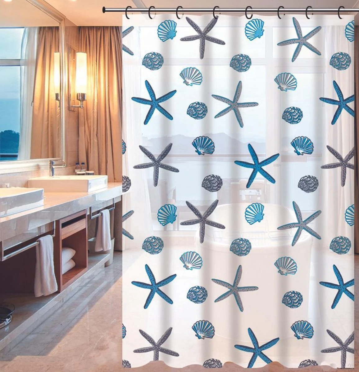 Lowander Douchegordijn 180x180 - Badkamer Gordijn 2 Lowander Douchegordijn 180x180 - Badkamer Gordijn - Afbeelding 2