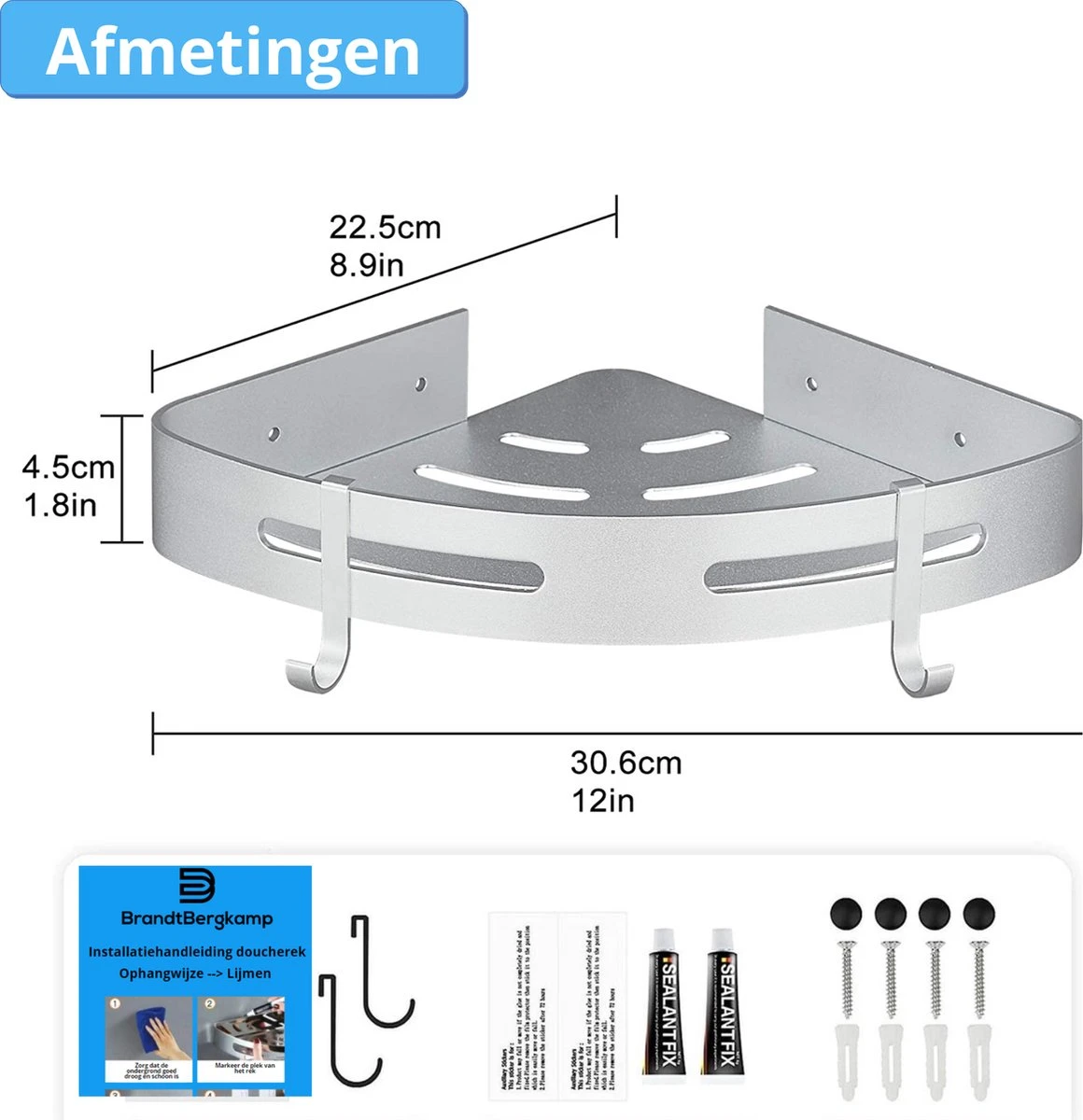 BrandtBergkamp RVS Doucherek 3 Laags – Zonder Boren – Doucherek Hangend – Badkamerrek Zilver 2 BrandtBergkamp RVS Doucherek 3 Laags – Zonder Boren – Doucherek Hangend – Badkamerrek Zilver - Afbeelding 2