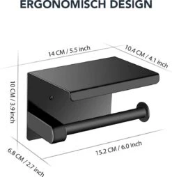 Toiletrolhouder Met Plankje - Zelfklevend Of Boren - WC Rolhouder - Incl. Handdoekhaakjes - Zwart 13 Toiletrolhouder Met Plankje - Zelfklevend Of Boren - WC Rolhouder - Incl. Handdoekhaakjes - Zwart -Badkamerproducten 1168x1200 1
