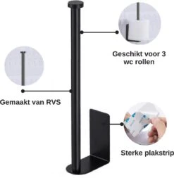 Wc Rolhouder Zonder Boren Toiletrolhouder Reserverolhouder 3 Rollen - Zwart - Badkamer Accessoires - RVS - Hangend -Badkamerproducten 1173x1200 4