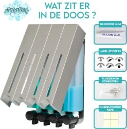 Aquathof, Zeepdispenser, RVS Kleur, 4 Kamer, 4 Reservoirs, 4x500ml, Hangend - Wandmontage -Badkamerproducten 1174x1200 2