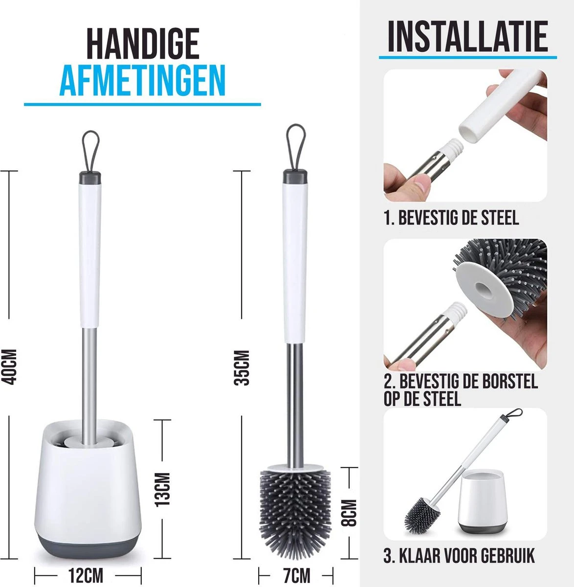 Strex Toiletborstel Siliconen Met Houder - Sneldrogend, Hygiënisch & Antibacteriële Werking - WC Borstel - Toilet Borstel Houder 8 Strex Toiletborstel Siliconen Met Houder - Sneldrogend, Hygiënisch & Antibacteriële Werking - WC Borstel - Toilet Borstel Houder - Afbeelding 8