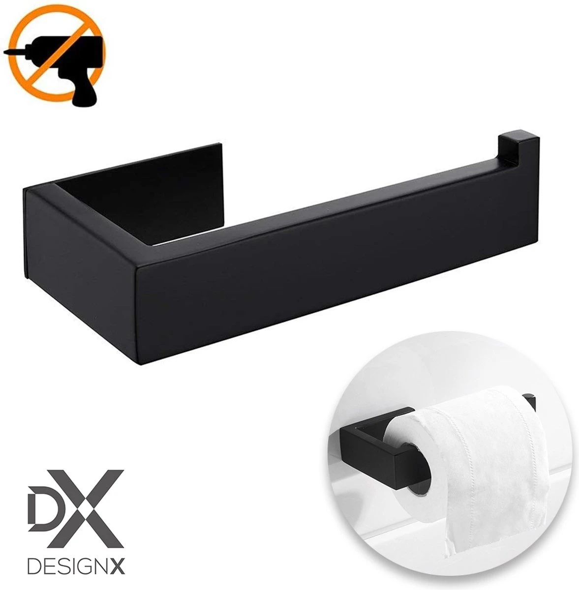 DesignX 3M™ Toiletrolhouder Zonder Boren Zwart Zelfklevend - WC Rolhouder - Matte - Papier - Houder - Incl. 3M Plakstrip 1 DesignX 3M™ Toiletrolhouder Zonder Boren Zwart Zelfklevend - WC Rolhouder - Matte - Papier - Houder - Incl. 3M Plakstrip