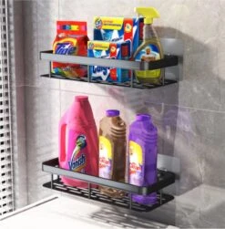 Merkloos Jawes- Wandrek- Zwart- 2stuks- Doucherek- Zonder Te Boren- Wandrek Zonder Boren- Wandrekje -Badkamerproducten 1179x1200 1