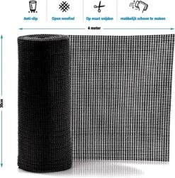 SWILIX ® Antislipmat Voor Kasten En Lades, Douchemat - Badkamermat - Badmat, Dienblad, Vloer - 4 Meter Rol - Anti Slip Mat - 400 X 30 Cm - Zwart -Badkamerproducten 1181x1200 2