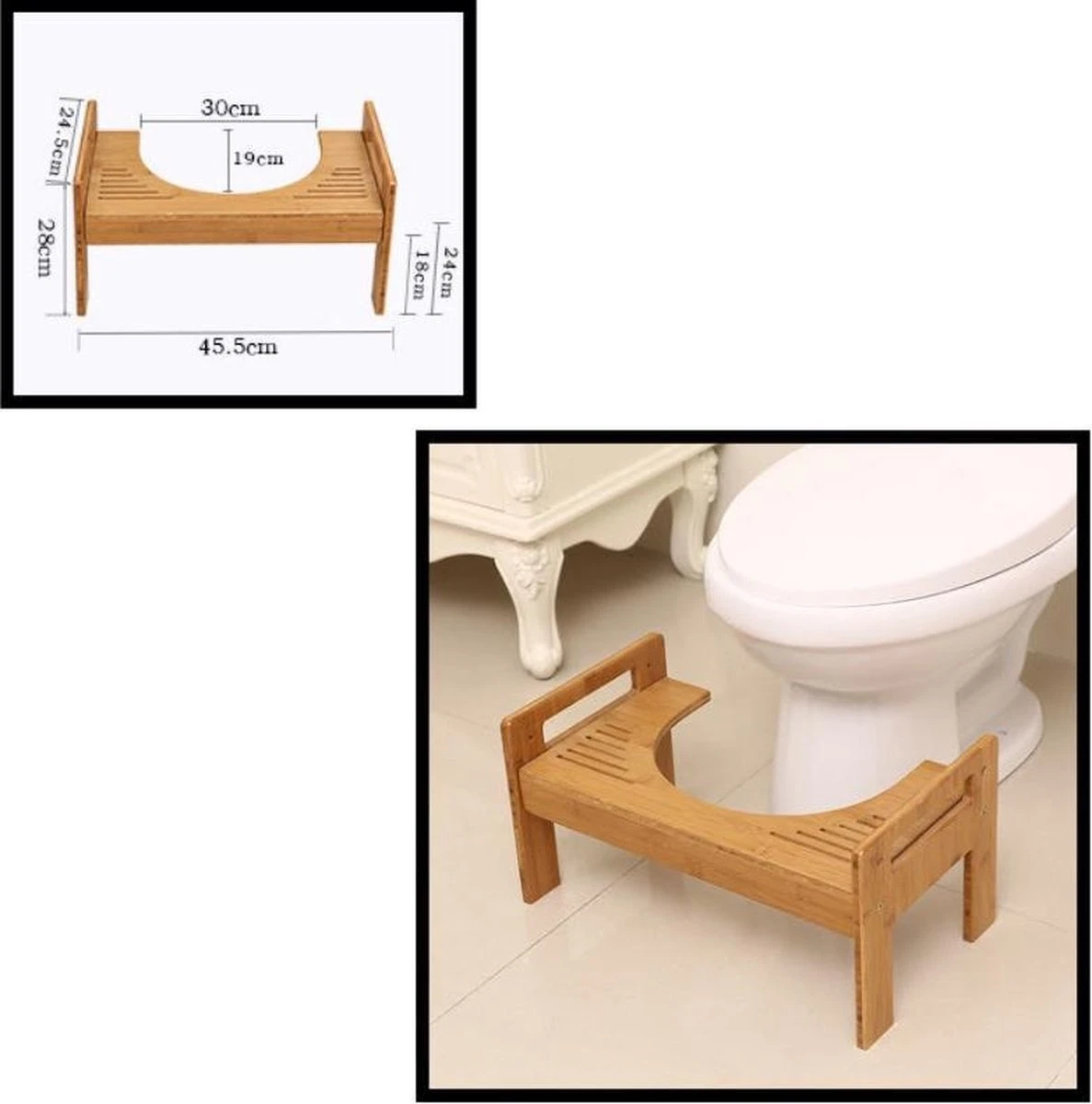 Merkloos Decopatent® Bamboe Toiletkrukje - WC Krukje - Juiste Zithouding Op Het Toilet - Betere Stoelgang Door Natuurlijke Hurkhouding 2 Merkloos Decopatent® Bamboe Toiletkrukje - WC Krukje - Juiste Zithouding Op Het Toilet - Betere Stoelgang Door Natuurlijke Hurkhouding - Afbeelding 2