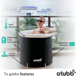 Zitbad | Opblaasbaar Zitbad Voor Volwassenen Van OTUBB | Ofuro | Opvouwbare Badkuip | Inklapbaar | Rond | IJsbad | Zwart | Bath Bucket -Badkamerproducten 1188x1200 2