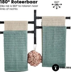 Tolussa Handdoekrek Badkamer Zwart - 30 CM - Handdoekhouder Zwart - Handdoekenrek Badkamer - Draaibaar -Badkamerproducten 1189x1200 1