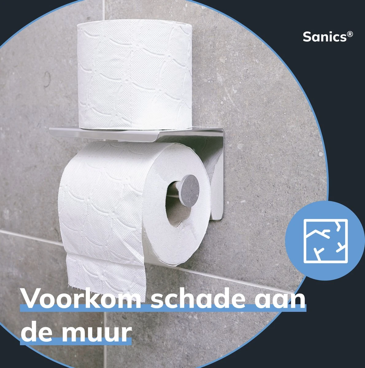 Sanics WC Rolhouder Zilver – Toiletrolhouder Zonder Boren – Met Plankje - Zelfklevend - RVS 7 Sanics WC Rolhouder Zilver – Toiletrolhouder Zonder Boren – Met Plankje - Zelfklevend - RVS - Afbeelding 7