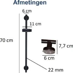Moodcare® Glijstang - Douche Glijstang - 70 Cm - Mat Zwart - Zonder Boren -Badkamerproducten 1189x1200 9