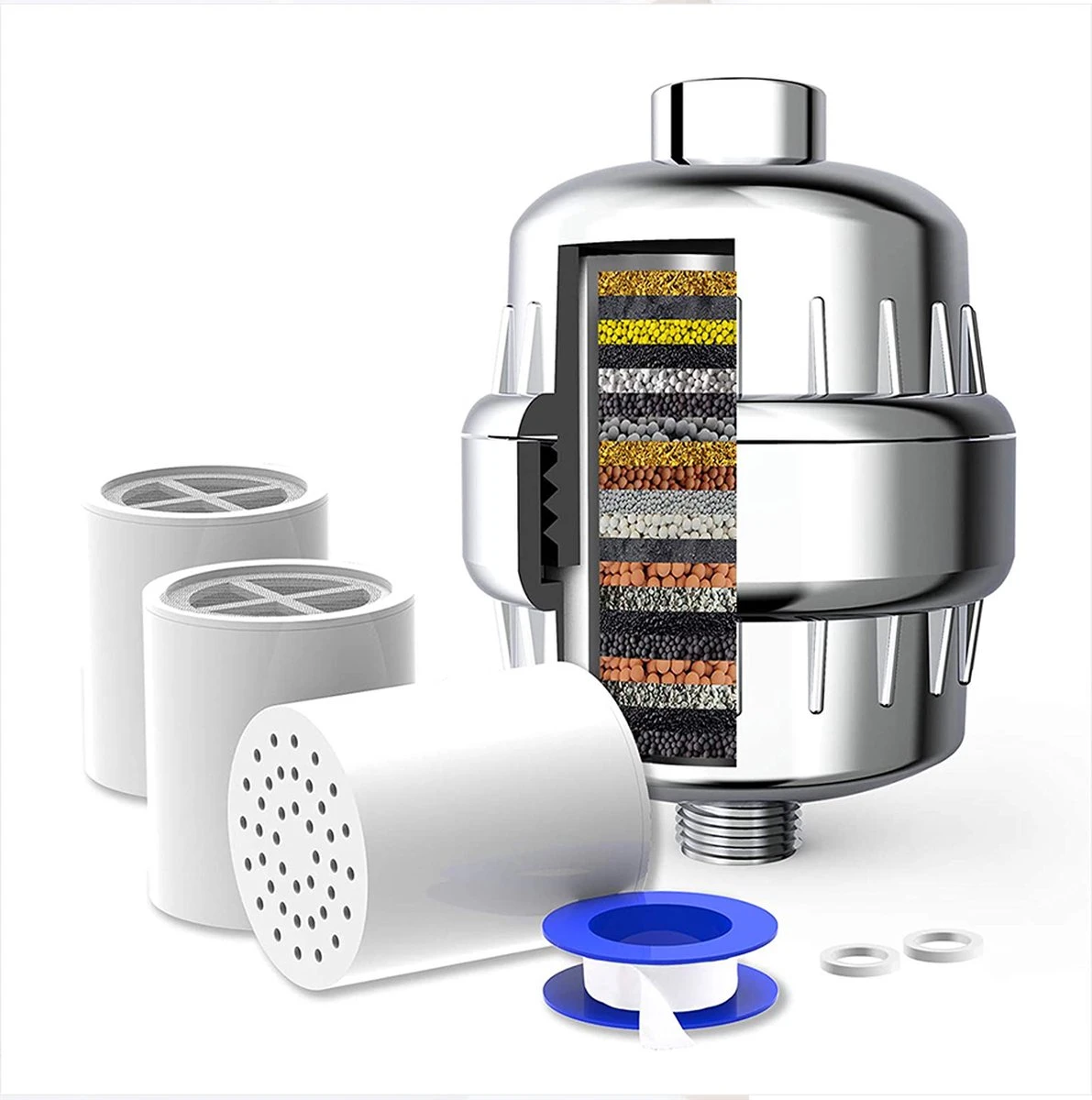 Mineraal Douchefilter Deluxe - Waterfilter Voor Douchekop - Ionisch - Douchefilter - Waterbesparend - Anti Kalk - Water Filter - Waterzuiveraar 5 Mineraal Douchefilter Deluxe - Waterfilter Voor Douchekop - Ionisch - Douchefilter - Waterbesparend - Anti Kalk - Water Filter - Waterzuiveraar - Afbeelding 5