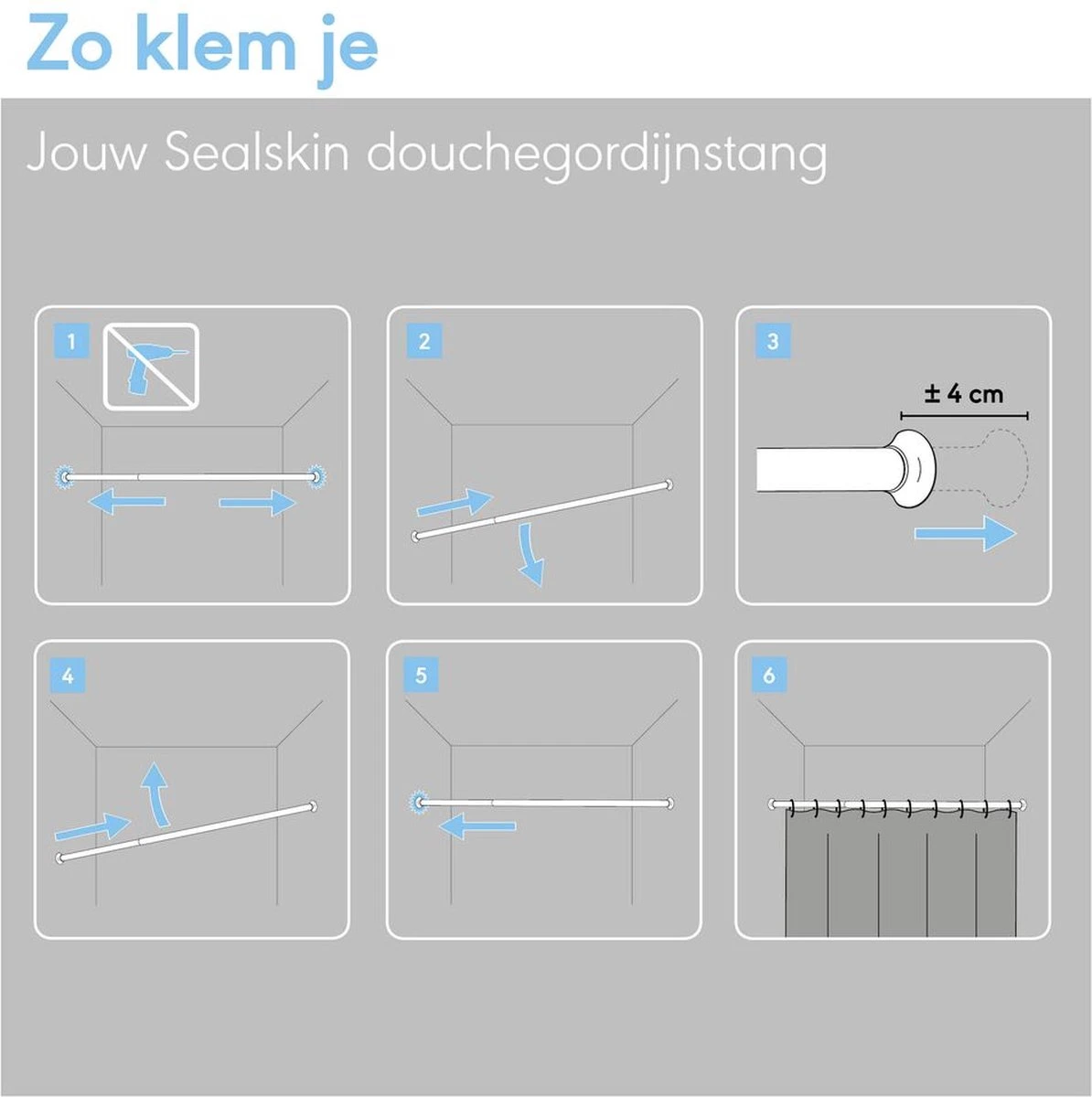 Sealskin Seallux Douchegordijnstang - 80-130 Cm - Chroom 3 Sealskin Seallux Douchegordijnstang - 80-130 Cm - Chroom - Afbeelding 3