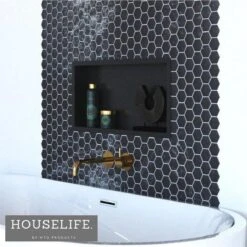 HouseLife Inbouwnis Badkamer - Mat Zwart - 60x30x7 Cm - Roestvrij Staal (RVS) -Badkamerproducten 1198x1200 23