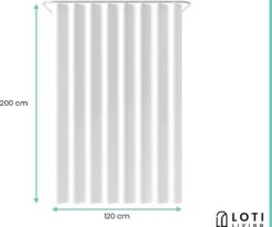 Loti Living Douchegordijn Anti Schimmel – Wit - Inclusief Ringen – Waterdicht - Polyester - Douchegordijn 120x200 Cm -Badkamerproducten 1200x1000 26