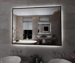 Viidako Badkamerspiegel - LED Verlichting - Anti Condens - 3 LED Standen - Met Klok - Mat Zwart -Badkamerproducten 1200x1000 30