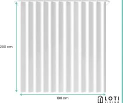 Loti Living Douchegordijn Anti Schimmel – Wit - Inclusief Ringen – Waterdicht - Polyester - Douchegordijn 180x200 Cm -Badkamerproducten 1200x1000 9