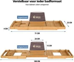SWILIX ® Badplank - Uitschuifbaar - Voor In Bad - 71 Tot 108 Cm - Met Houder - Hout -Badkamerproducten 1200x1004 1